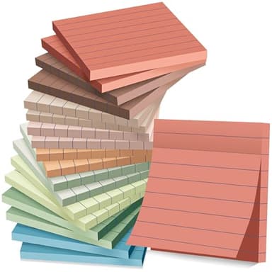 (18 Pack) Lined Sticky Notes 3x3 in Post, Vintage Colors, Sticky Pads, Strong Adhesive, Recyclable, Self-Stick Pads, Easy to Post for Home, Office, Notebook - Image 1