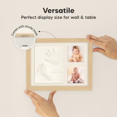 Baby Hand and Footprint Kit - Quick Dry Clay Baby Footprint Kit, Newborn Keepsake, Nursery Picture Frame for Boys, Girls, Personalized Gifts for Shower & Registry, New Mom Gift (Ash Wood) - Image 6