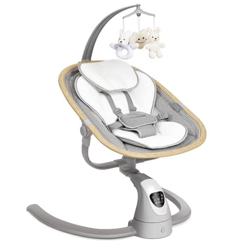 Angelbliss Baby Swing with Cry Detection, Electric Swing - Side-to-Side & 180 Rotation, for Infants & Toddlers (Grey) with 5 Speeds - Image 1