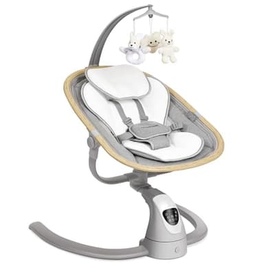 Angelbliss Baby Swing with Cry Detection, Electric Swing - Side-to-Side & 180 Rotation, for Infants & Toddlers (Grey) with 5 Speeds - Image 1