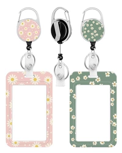 2 Pack Badge Holder and Heavy Duty Retractable Reel, ID Badge Holders with Retractable Clip for Nurse Teacher Student Office Women Men - Image 1