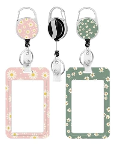 2 Pack Badge Holder and Heavy Duty Retractable Reel, ID Badge Holders with Retractable Clip for Nurse Teacher Student Office Women Men - Image 1