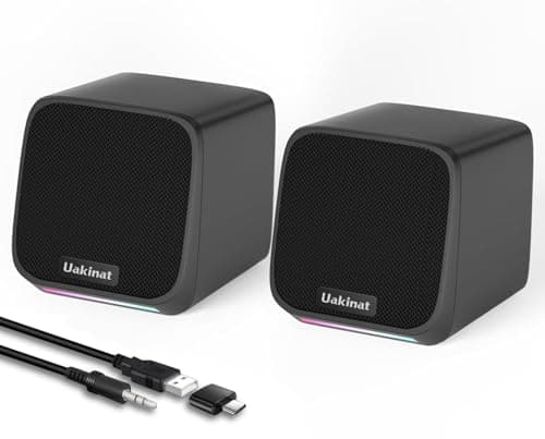 Uakinat Computer Speakers,Computer Speakers for Desktop PC,Desktop Speakers,Small Computer Speakers USB Powered 3.5mm Aux Speaker for PC,Laptop,Tablet,Phone - Image 1