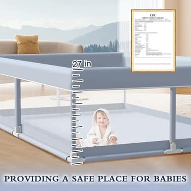 XVISHX 65 x 50 Inch Baby Playpen, Playpen for Babies and Toddlers, Baby Play Pen Playard for Indoor & Outdoor Active Center Game Fence, with Skin-Friendly Fabric and Soft Breathable Mesh, Grey - Image 4