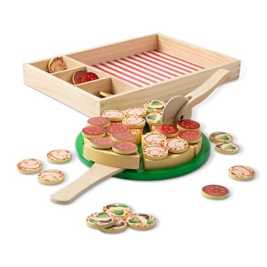 Melissa & Doug Pizza Party Wooden Play Food Set With 54 Toppings - Image 4