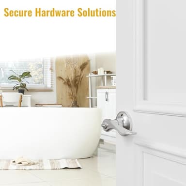 HOSOM 6 Pack Privacy Door Levers, Interior Door Handles for Bedroom and Bathroom, Wave Style Lever Handles Keyless, Satin Nickel Door Lock Reversible for Right & Left - Image 8