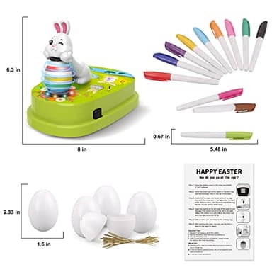 Engfa Easter Egg Decorating Kit with 30 Pcs Eggs and 12 Dying Markers Spinner, Easter Gifts for Kids Bunny Decorating Machine Craft Activities for Boys Girls - Image 6