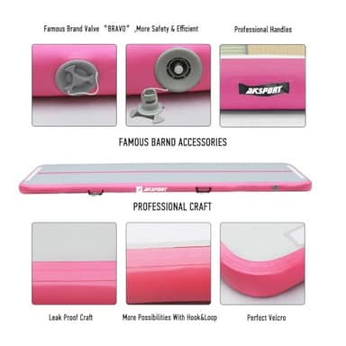 AKSPORT 8inch Air Mat Tumble Track Pro Inflatable Gymnastics Tumbling Mats for Home Use/Cheerleading/Yoga/Training with Pump - Image 4