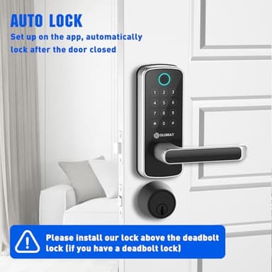 OLUMAT Smart Door Lock with WiFi Gateway, Keyless Entry Door Lock with Handle - Smart Locks for Front Door with Keypad - Fingerprint Locks with App Control - Auto Lock - Image 4