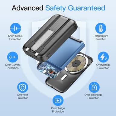 VTIAEK 2025 Latest Portable Charger, 16800mAh Magnetic Wireless Power Bank with 2 Built in Cables, LED Display Battery Pack Travel Essentials for iPhone 16/15/14/13/12/Pro/Mini/Pro Max Andriod - Image 6