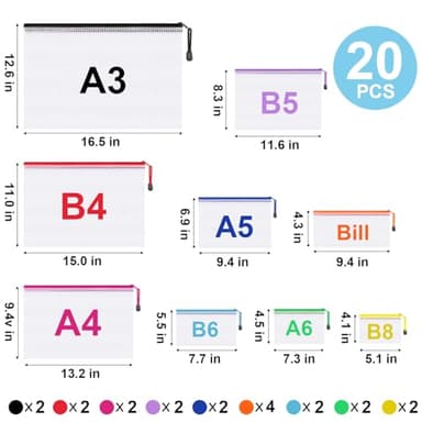 20pcs Mesh Zipper Pouch Bags,9 Sizes Plastic Zipper Bags for Organization,Reusable Zipper Pouches for Puzzle Board Game Storage,for Travel School Office Supplies. - Image 2