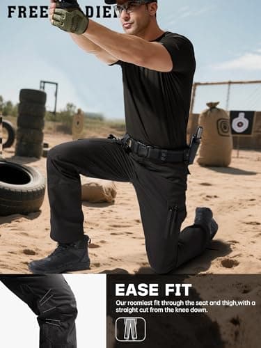 FREE SOLDIER Men's Water Resistant Pants Relaxed Fit Tactical Cargo Work Pants with Multi Pocket (Black 34W/34L) - Image 5