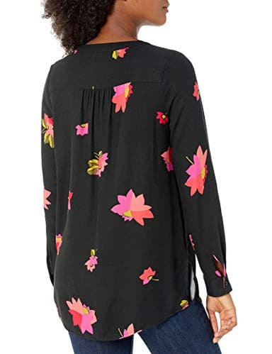 Amazon Essentials Women's Long-Sleeve Woven Blouse, Black Pink Floral, XX-Large - Image 3