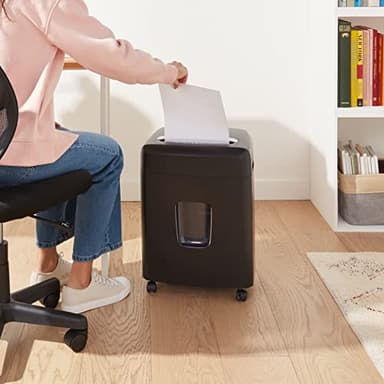 Amazon Basics 12 Sheet (new model) Micro Cut Paper and Credit Card CD Shredder With 6 Gallon Bin, Black - Image 7