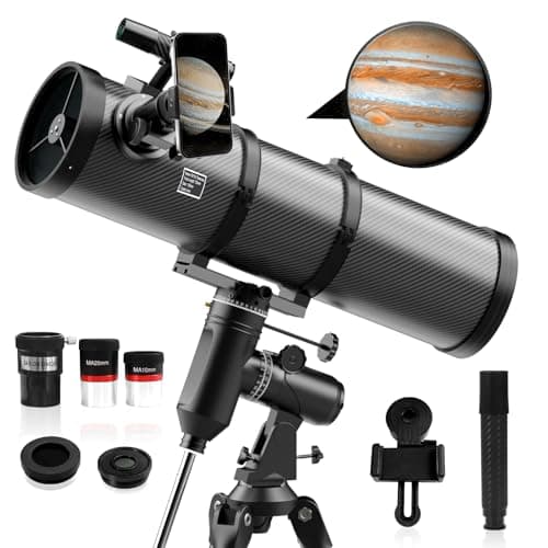 Aurosports Telescope 150EQ Reflector Telescopes for Adults Astronomy - Professional 150mm Aperture Telescope for Beginners with EQ Mount, Phone Adapter, Moon Filter, 2X Barlow Lens, Stable Tripod - Image 1