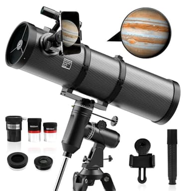 Aurosports Telescope 150EQ Reflector Telescopes for Adults Astronomy - Professional 150mm Aperture Telescope for Beginners with EQ Mount, Phone Adapter, Moon Filter, 2X Barlow Lens, Stable Tripod - Image 1