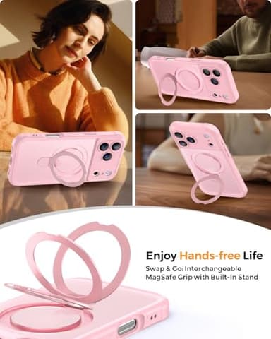 MOCCA Design for iPhone 17 Pro Max Case, Compatible with Magsafe [Premium Invisible Magnetic Ring Stand] [Military Drop Protection] Full Camera Guard Translucent Matte Slim Phone Cover 6.9",Pink - Image 4