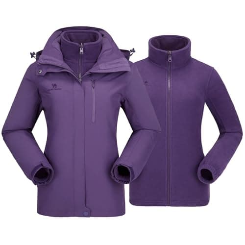 CAMEL CROWN Women's Waterproof Ski Jacket 3 in 1 Winter Coat Windbreaker Snowboard Jackets for Rain Snow Outdoor Hiking Dark Purple M - Image 1