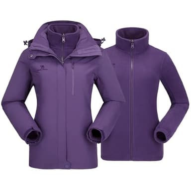 CAMEL CROWN Women's Waterproof Ski Jacket 3 in 1 Winter Coat Windbreaker Snowboard Jackets for Rain Snow Outdoor Hiking Dark Purple M - Image 1