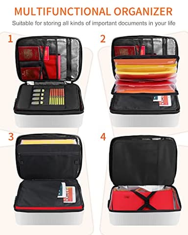 Noiposi Document Organizer with Lock,16.1"x11.4"x4.3" Waterproof and Fireproof Document Box,Portable Home Travel Safe Storage Box for Important Documents,File and Birth Certificate,Silver - Image 3