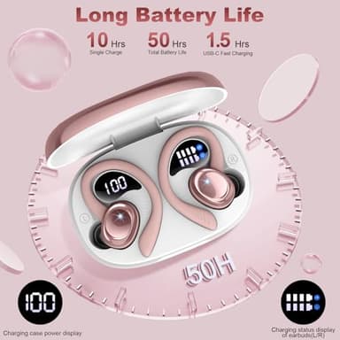 Wireless Earbuds Bluetooth 5.4 Headphones Sport, 2025 Bluetooth Earbuds with Earhooks, 50H Stereo Over Ear Buds, Earphone with 4 ENC Noise Canceling Mic, IP7 Waterproof Headset for Running/Gym/Workout - Image 6