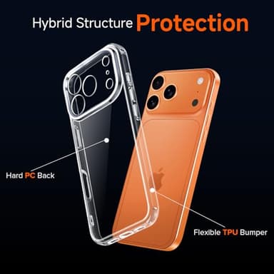 ivoler 3-in-1 Clear Case Designed for iPhone 17 Pro 6.3'' 2025 with 2 Pack Tempered Glass Screen Protector, Military Shockproof Hard Back Slim for iPhone 17 Pro Cover - Clear - Image 4