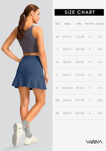 Viodia 16" Golf Skorts for Women High Waisted Tennis Skirt Athletic Skorts Skirts for Women Built-in Shorts with 5 Pockets Blue M - Image 7