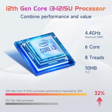 NIMO 17.3 FHD-Laptop, Intel 6-Cores i3-1215U 32GB RAM 1TB SSD (Beat i5-1135G7, Up to 4.4GHz) 65W Type-C Fingerprint Backlit Keyboard IPS Business Computer, Wi-Fi 6 Win 11 (Renewed) - Image 5