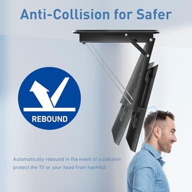 Electric Ceiling TV Mount with Remote, Motorized Ceiling Mount TV Bracket Flip Down for 32 to 71 inch Flat Curved Screen Mount Drop Down for Flat Pitched Roof Indoor Outdoor(Black) - Image 8