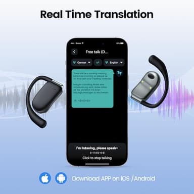 AI Translation Earbuds Real Time, 164 Language Translator Earbuds Open Ear Headphones with 80H Playtime Audifonos Traductores Inglés Español - Image 3