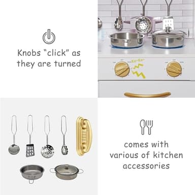 Kids Children Pretend Toy for Babies, Kitchen Playset & Play Kitchen Toy Set with Light, Sink with Faucet, Oven, Microwave, Kitchenware Set Accessories for Ages 3-8 Girls Boys - Image 3