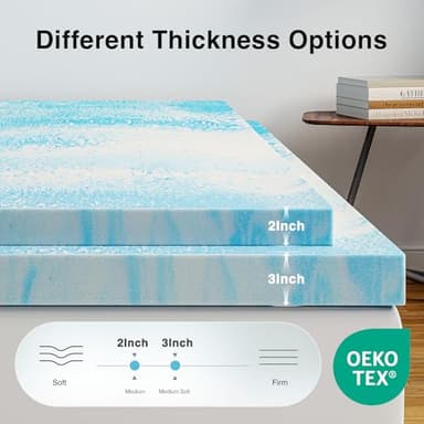 Novilla Memory Foam Mattress Topper King - 2 Inch Cooling Gel Infused Memory Foam | Slow-Rebound Pressure Relief | CertiPUR Certified | Comfort for Sleeper Sofa, RV, Camper, Dorm Room - Image 6