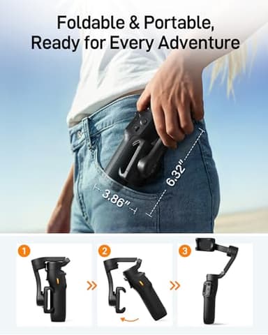 hohem iSteady X3 SE Gimbal Stabilizer for iPhone, Phone Stabilizer with Detachable Remote Control, Portable Foldable 3-Axis Phone Gimbal for Android & iPhone 16 15 Pro Max, Ideal for Travel Vlogging - Image 9