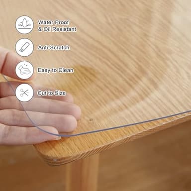 LovePads Clear Desk Mat 30 x 60 Inch, 2mm Thick Clear Table Protector, Waterproof Plastic Table Cover Protector, Vinyl Desk Cover Desk Pad for Desktop, Coffee & Dining Tabletop - Image 3