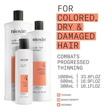 Nioxin System 4 Scalp + Hair Shampoo | For Colored or Damaged Hair with Progressed Thinning| With Niacinamide and Biotin | 33.8 Fl oz. - Image 4