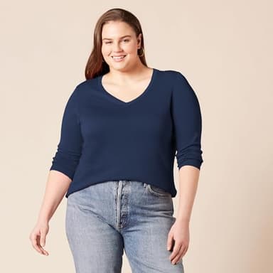 Amazon Essentials Women's Regular-Fit Lightweight Long-Sleeve V-Neck Sweater (Available in Plus Size), Navy, X-Large - Image 6