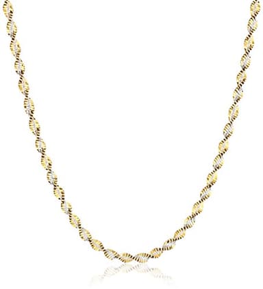 Amazon Essentials Sterling Silver 18k Gold Two Tone 2.3mm Twisted Butterfly Chain Necklace, 18", (previously Amazon Collection) - Image 1