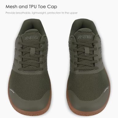 ASITVO Wide Men's Barefoot Zero Drop Sole Minimalist Width Toe Box Walking Shoes Sneakers Size 11 TPU No-Sew Upper Cross-Trainer Trail-Running Shoes Army Green 45 - Image 5