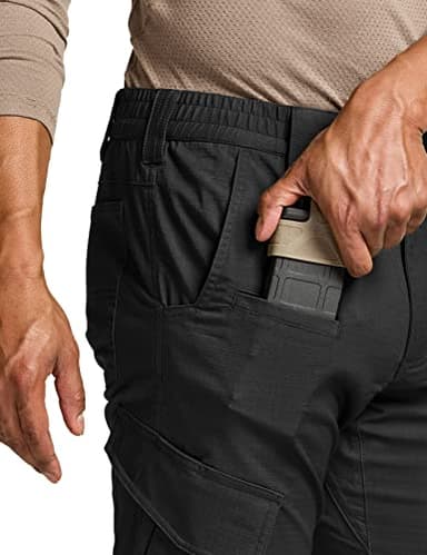 CQR Men's Flex Ripstop Tactical Pants, Water Resistant Stretch Cargo Pants, Lightweight EDC Hiking Work Pants, Dura Flex Black, 36W x 32L - Image 8