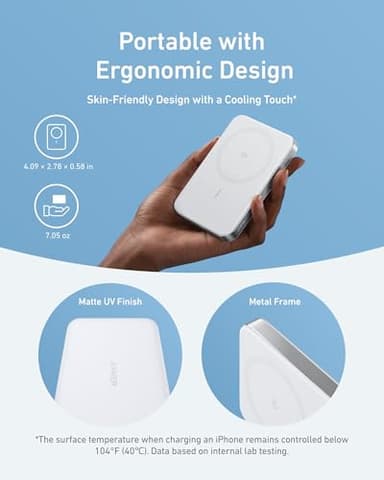 Anker MagGo Power Bank, Ultra-Slim 10,000mAh Magnetic Battery Pack, Qi2 Certified 15W Ultra-Fast MagSafe Compatible Portable Charger, Ergonomic Design, for iPhone17/16/15/14 Series Only（Not for Pixel） - Image 4