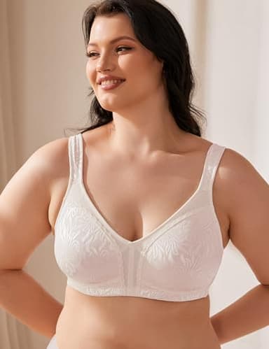 Wingslove Women's Full Coverage Non Padded Comfort Minimizer Wire-Free Bra Plus Size(Sandshell Pink,36DD) - Image 4