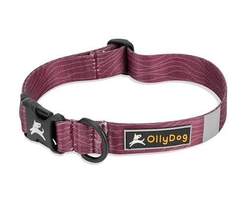 OllyDog Flagstaff Collar, Adjustable Soft Puppy Collars with Quick Release Buckle, Ideal Dog Collar for Everyday Use and Adventures (Medium, Rosewood Woodgrain) - Image 1