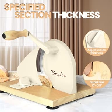 Manual Bread Slicer for Homemade Sourdough Bread, Adjustable Thickness&Evenly Slicing, Hand Crank Bread Slicer with Scale Line and Suction Cup, Serrated Blade Design, Patent:USD105861 - Image 2