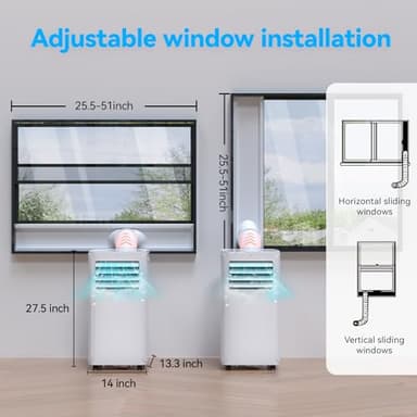 Cooblus Portable Air Conditioners up to 550 Sq.Ft,12000BTU Portable Ac with Remote Control,Air Conditioner for Rooms,Bedroom,living room,Sun room,Garage White - Image 6
