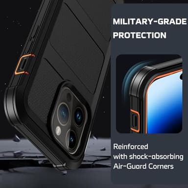 Stroson for iPhone 14 Pro Max Case, [Built-in Screen Protector] Heavy Duty Military Grade Drop Protection Cover Shockproof Phone Case for iPhone 14 Pro Max with Kickstand & Belt Clip Holster (Orange) - Image 3