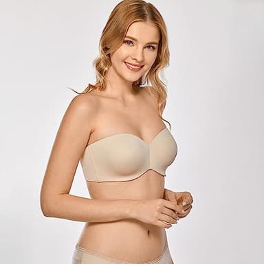 DELIMIRA Women's Strapless Bra Unlined Underwire Minimizer Plus Size Support Beige 38C - Image 4