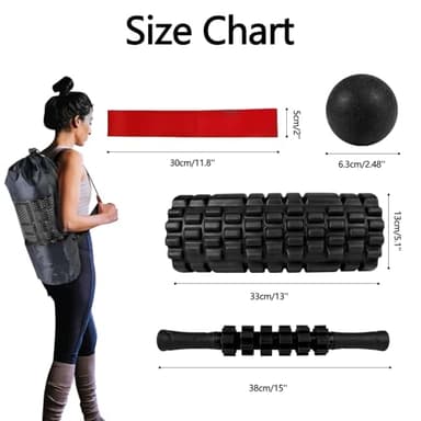 JOYENERGY 5 in 1 Foam Roller Set High Density Foam Roller Patented, Massage Stick, Massage Ball, Resistance Band for Deep Muscle Massage Pilates Yoga, Fitness for Trigger Point Release - Image 7