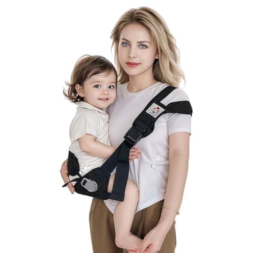JOYNCLEON Baby Sling Carrier with Hip Seat - Breathable & Adjustable, Anti-Slip Design for Infants 0-36 Months, ASTM Certified, Ergonomic Hands-Free Carrier Carrying 8-35lbs (Black) - Image 1