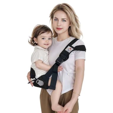 JOYNCLEON Baby Sling Carrier with Hip Seat - Breathable & Adjustable, Anti-Slip Design for Infants 0-36 Months, ASTM Certified, Ergonomic Hands-Free Carrier Carrying 8-35lbs (Black) - Image 1