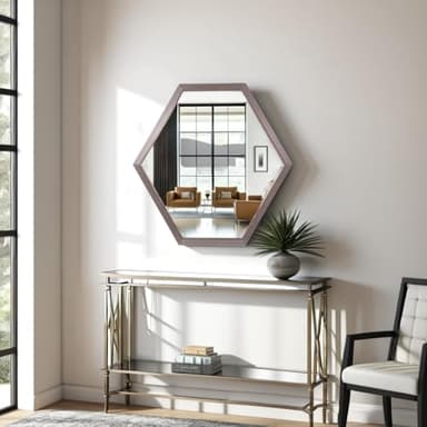 Howard Elliott Graphite Foil 6 Sided Hexagon Wall Hanging Mirror, Geometric Design Metal Frame Accent Mirror Decor for Living Room, Entryway, Bedroom & Bathroom, 30 x 30 Inch, Gray - Image 8